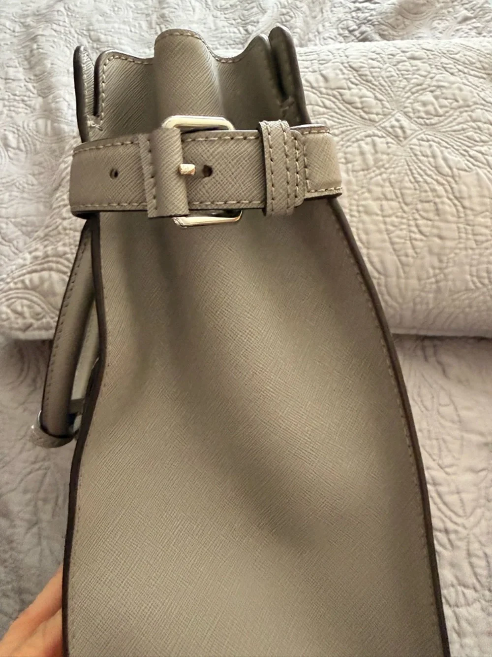 Michael Kors Taupe Leather Chain-Handle Tote